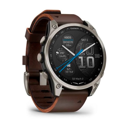Смарт-часы Garmin D2 Mach 2 Amoled Sapphire 47mm Titanium with Oxford Brown Leather Band