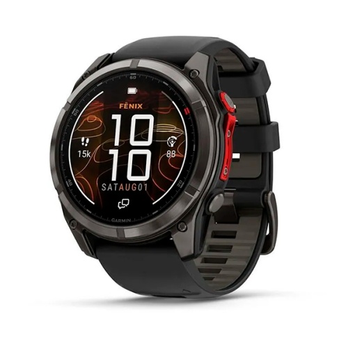 Часы Garmin Fenix 8 Pro MicroLED Sapphire 51мм угольно-черный DLC, пепельно-серый ремешок